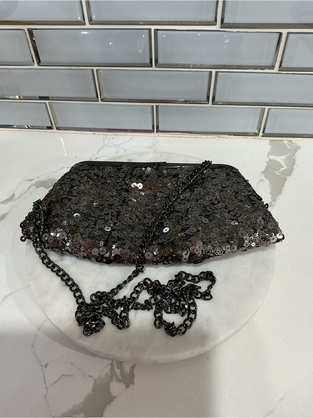 a new day Black Sequin Clutch with Chain Strap - Picture 4 of 4